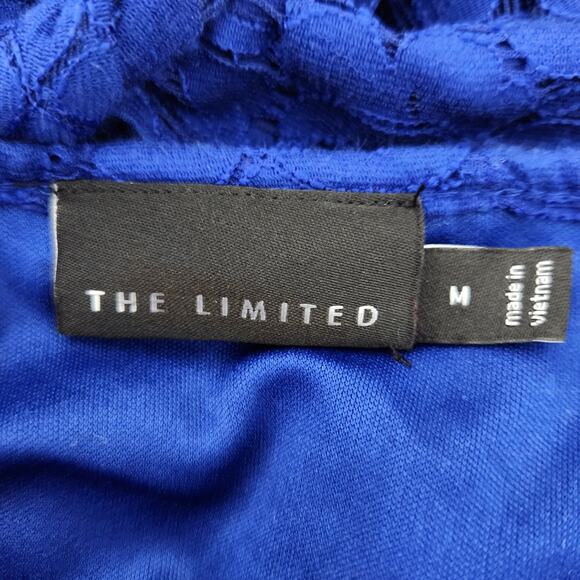 The Limited Romantic Ruffle Front Lace Babydoll Top Royal Blue Size Medium - Picture 2 of 7